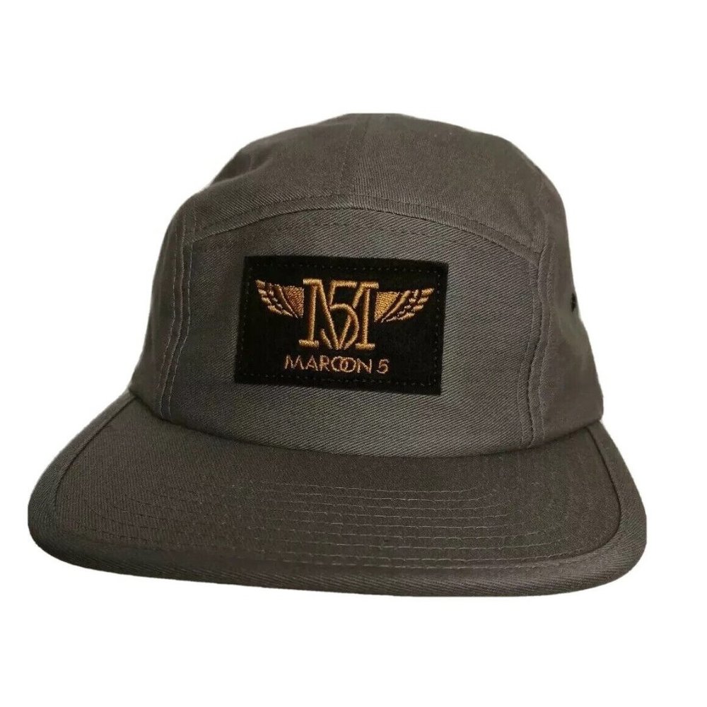 Maroon 5 5-Panel Adjustable Hat, Adjustable Buckle, Brown/Gold Wing Crest